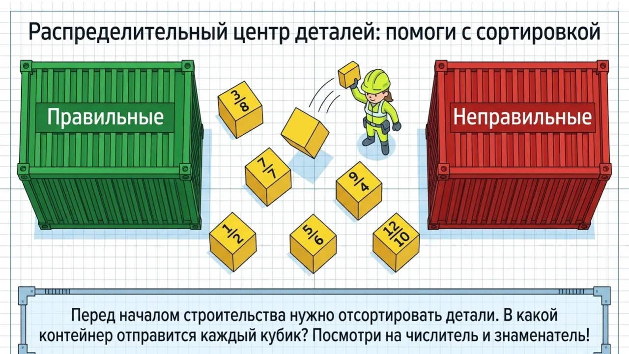 Слайд 4 презентации «Правильные и неправильные дроби»