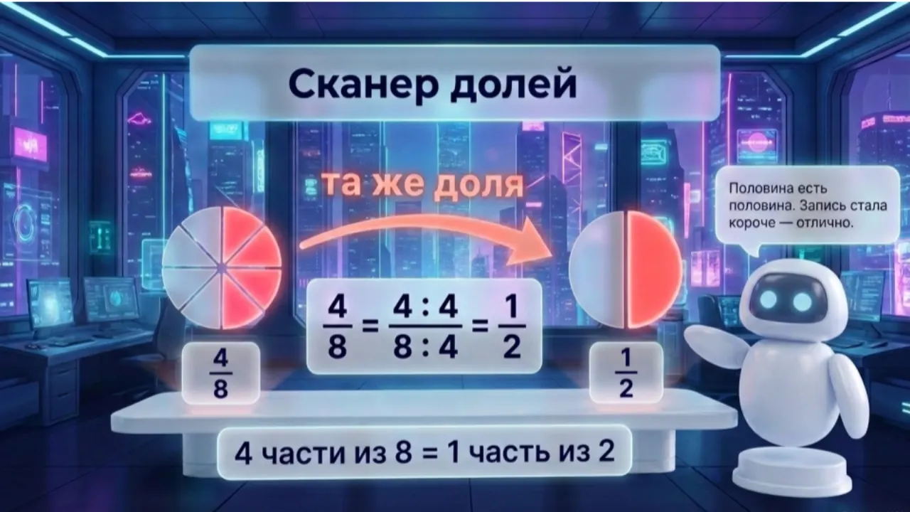 Слайд 2 презентации «Сокращение обыкновенных дробей»