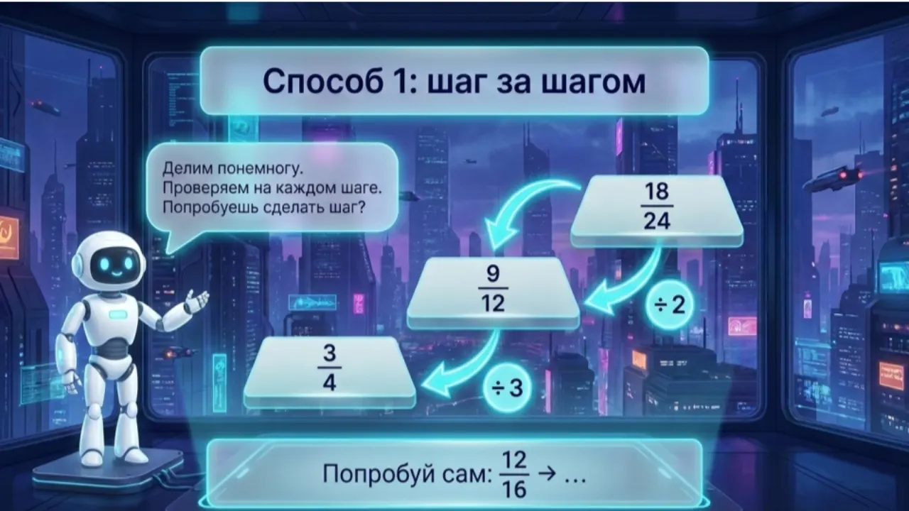 Слайд 3 презентации «Сокращение обыкновенных дробей»