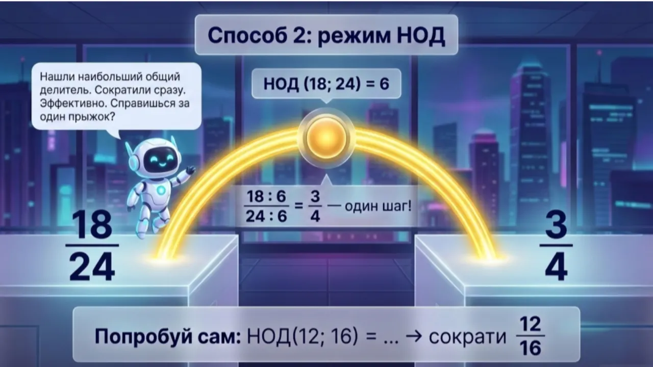Слайд 4 презентации «Сокращение обыкновенных дробей»